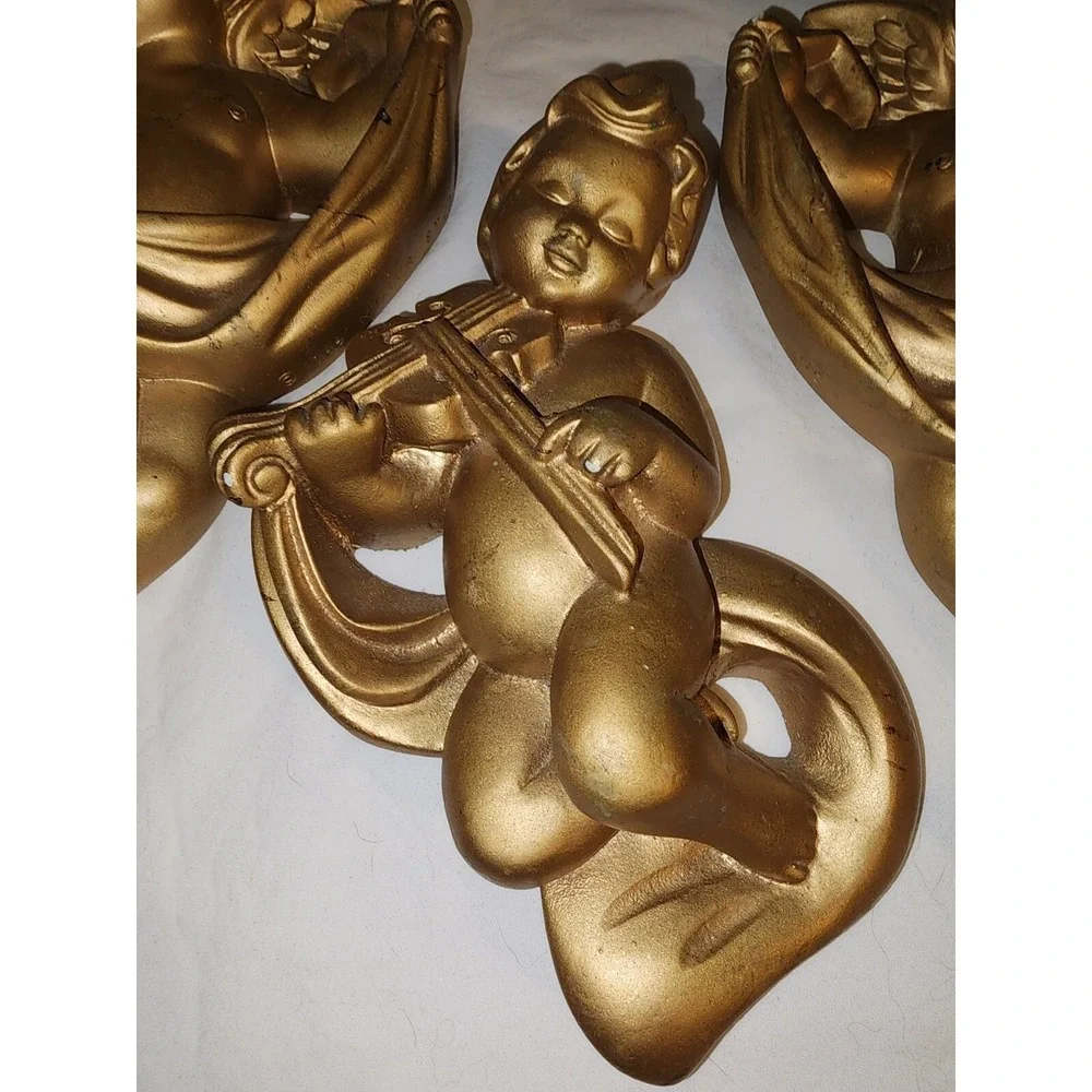 Vintage Chalkware Wall Hanging Cherubs 1966 Miller Studio Inc & 1963 A.r.k Ltd